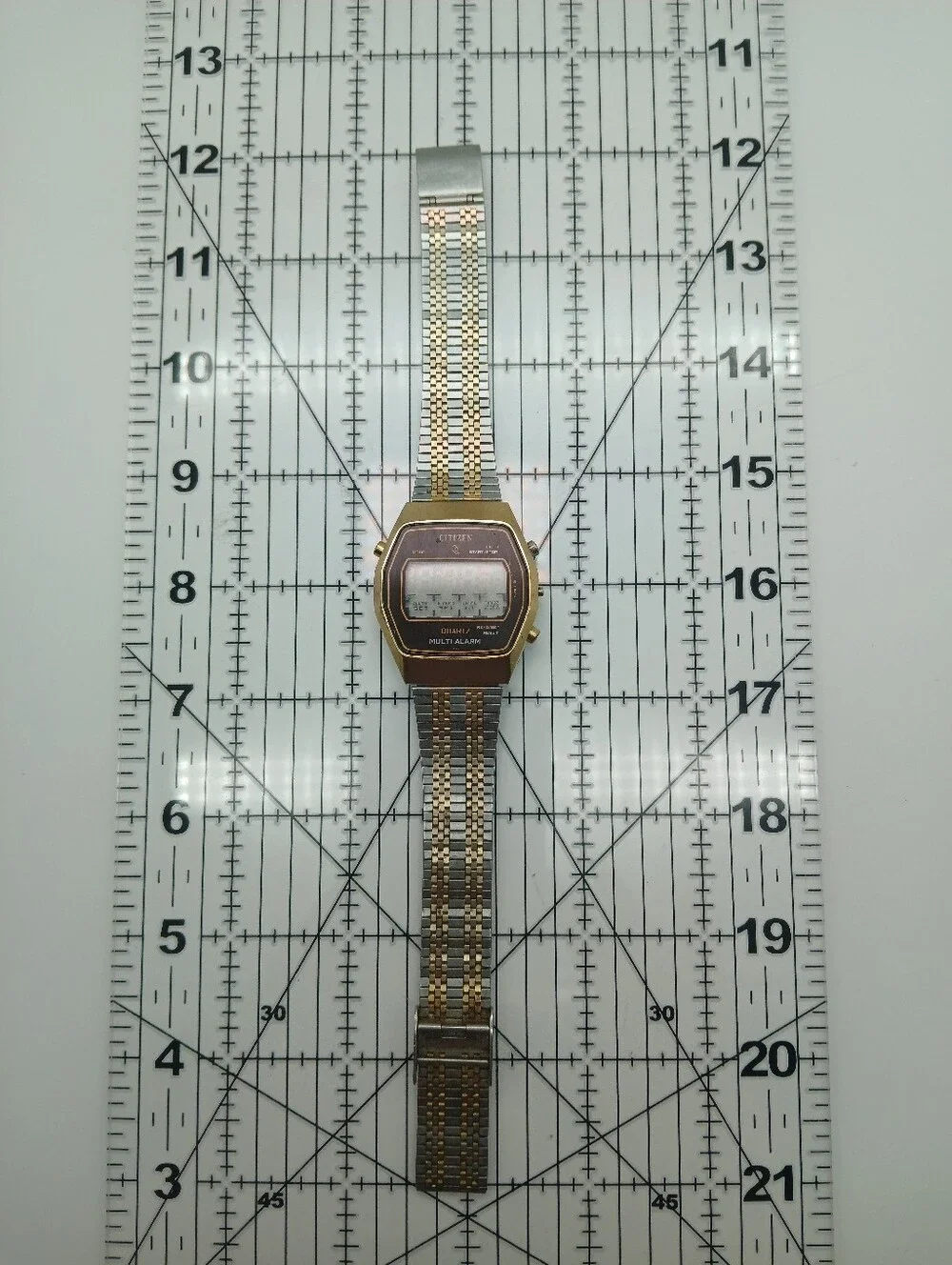 Citizen Quartz Multi Alarm Digital Watch in Gold & Silver Tone